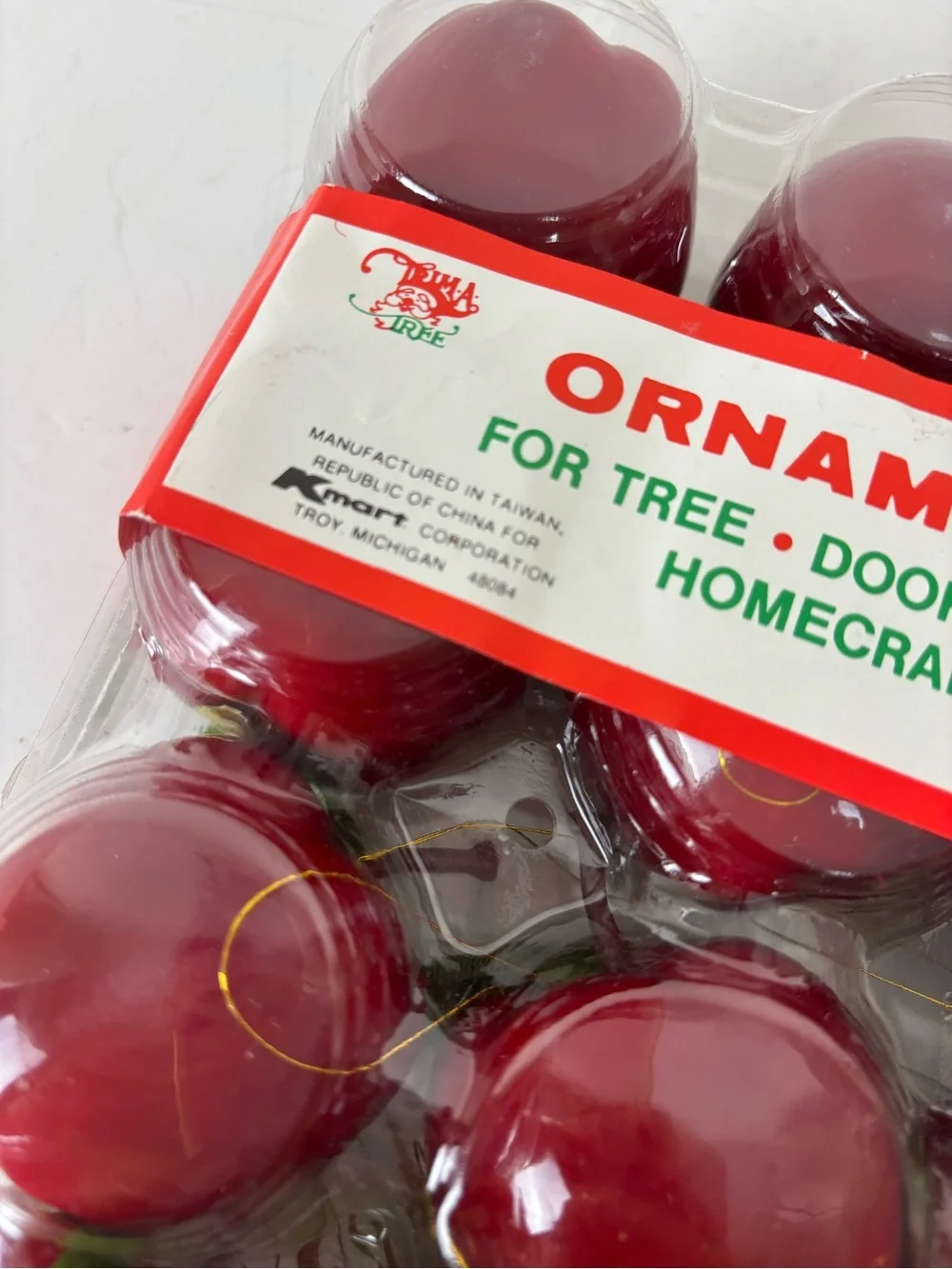 Vintage Christmas Apple Ornaments - Red Set of 12-NEW